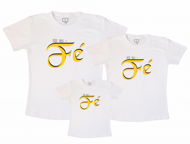 Camisetas Kit Família  2020 Vezes + Fé 