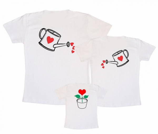 Oops cream Botany Camisetas Kit Família Pai Mãe Filho - Regando Amor na Camiseteria S.A.