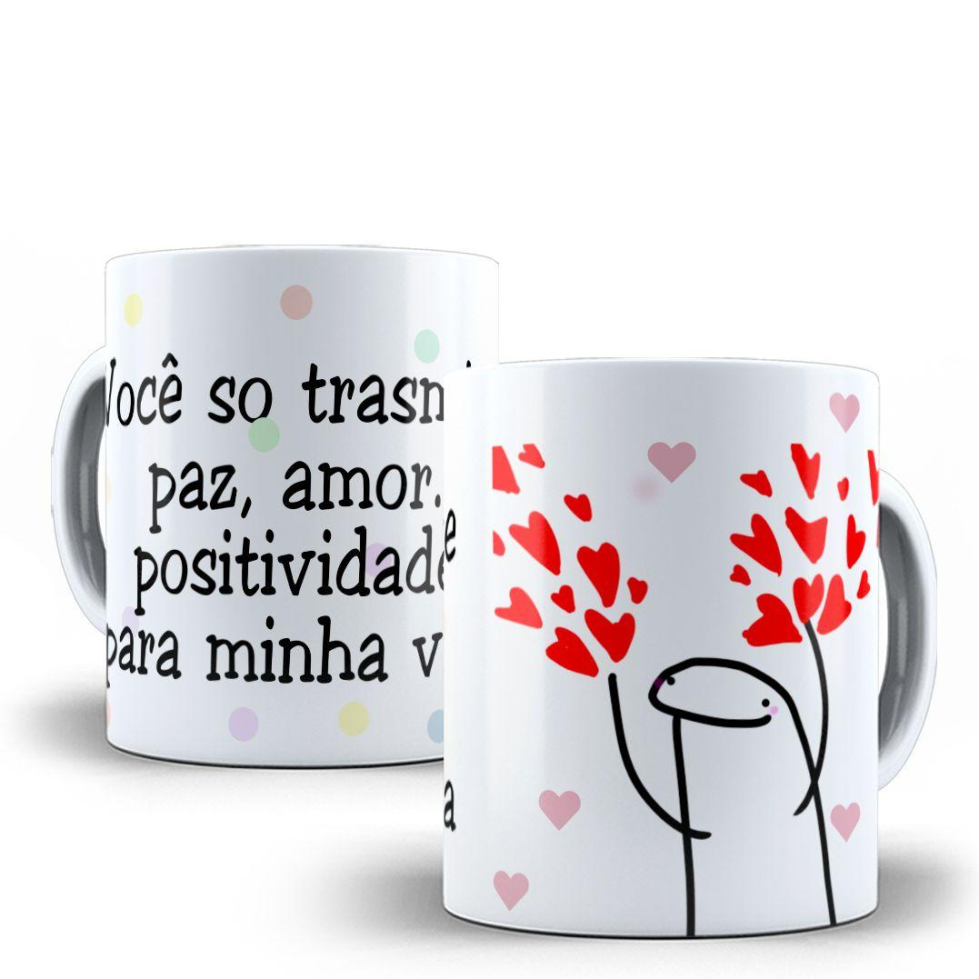 Caneca Meme Flork Paz Amor Positividade 12