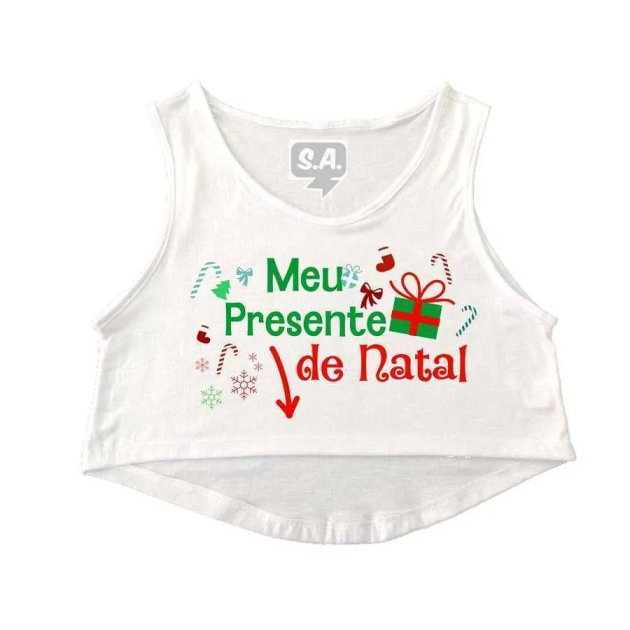 Cropped Gestante Meu Presente de Natal