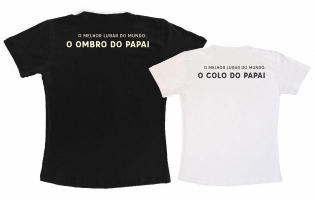 Kit 2 Camisetas 100% Algodão Preta e Branca Dia Dos Pais Melhor Lugar Ombro e Colo Do Papai 