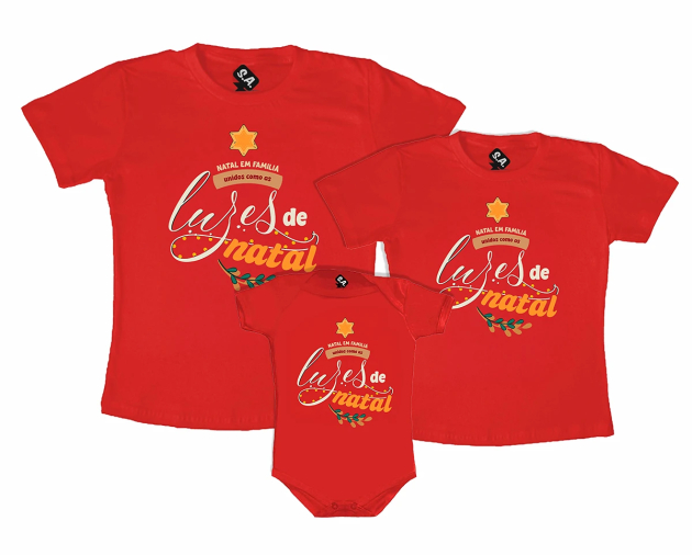 Kit 3 peças - Natal Em Família Unidos Como As Luzes 