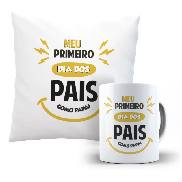 Kit Almofada e Caneca - 1° dia dos pais - Branco