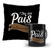 Kit Almofada e Caneca - 1° dia dos pais com a minha princesa - preto