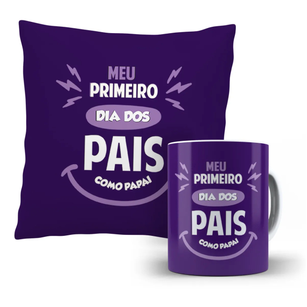 Kit Almofada e Caneca - 1° dia dos pais - Roxo