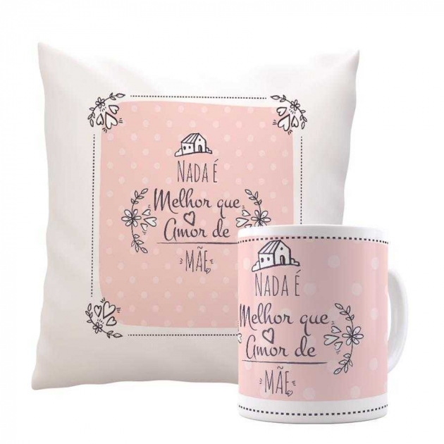 Kit Almofada e Caneca Amor de Mãe