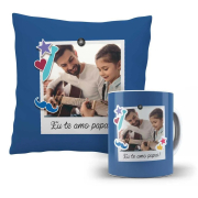 Kit Almofada E Caneca  Com Foto Eu Te Amo Papai 