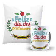 Kit Almofada E Caneca Feliz Dia Dos Professores com Nome