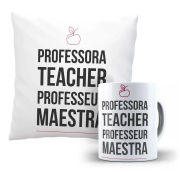 Kit Almofada E Caneca Melhor Professora Em Todas As Línguas  