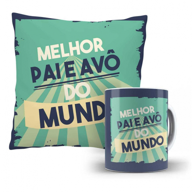 Kit Almofada E Caneca Para o Vovô  Dia Dos Pais Melhor Pai e Avô Do Mundo 