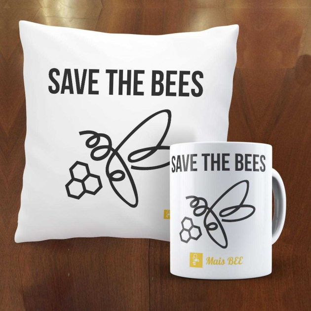 Kit Almofada e Caneca Save The Bees
