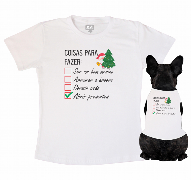 Kit Camiseta Dono + Body Pet Coisa Para Fazer No Natal