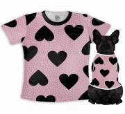 Kit Camiseta Dono + Body Pet Corações