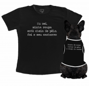 Kit Camiseta Dono + Body Pet Roupa Cheia De Pêlo