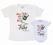 Kit Camiseta e body 1° Dia Dia Dos Pais Com Nome
