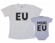 Kit Camiseta e Body Cinza Mini Eu 