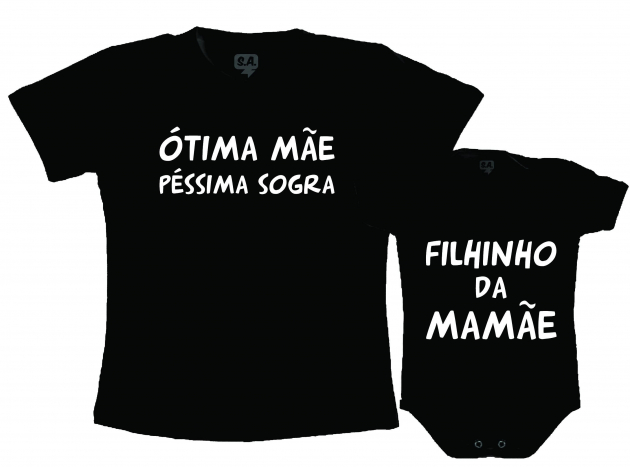 Kit Camiseta E Body Ótima Mãe Péssima Sogra 