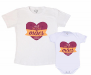 Kit Camiseta e body Primeiro Dia das Mães -  primeiro dia das mães com a mamãe