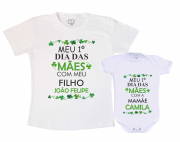 Kit Camiseta e body Primeiro Dia das Mães - Trevo 