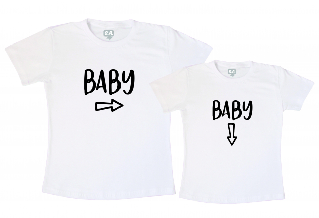 Kit Camisetas Brancas Baby Com Seta 
