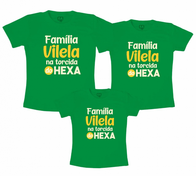 Kit  Camisetas Família Vilela Na Torcida Do Hexa