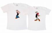 Kit Camisetas - POPEYE & OLIVIA PALITO BRANCA