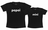 Kit Camisetas Pretas 100% Algodão Dia dos Pais Papai e Mini 