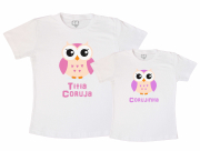 Kit Camisetas titia coruja e corujinha 