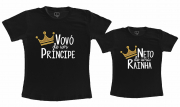 Kit Camisetas Vovó de um Príncipe e Neto de uma Rainha