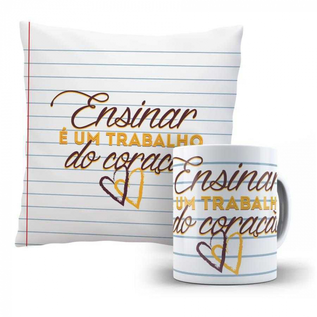 Kit Caneca e Almofada Ensinar