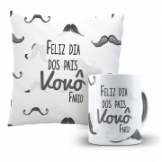 Kit Caneca E Almofada - feliz dia dos pais vovô com nome 