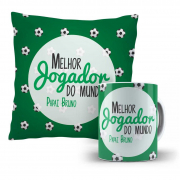 Kit Caneca E Almofada - melhor jogador papai com nome