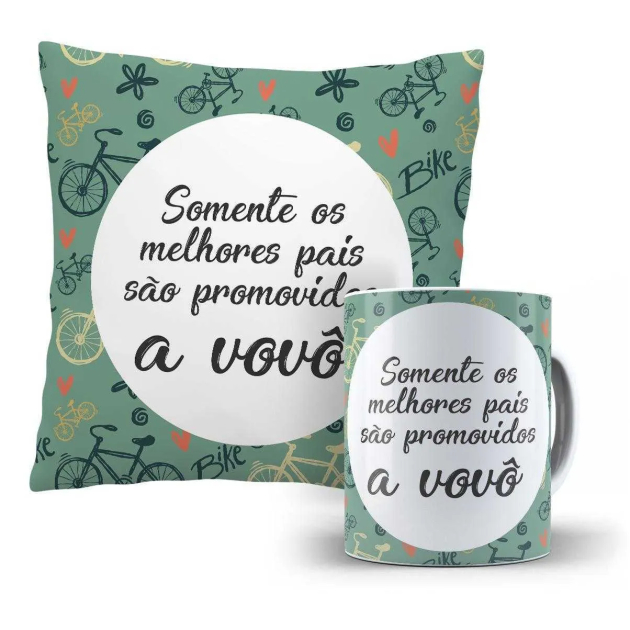 Kit Caneca E Almofada - Promovido A Vovô - Verde