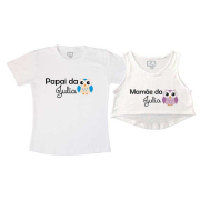 Kit Cropped e Camiseta Pai e Mãe da