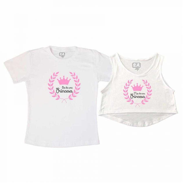 Kit Cropped e Camiseta Pai e Mãe de Princesa