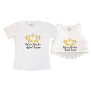 Kit Cropped e Camiseta Pai e Mãe do Príncipe