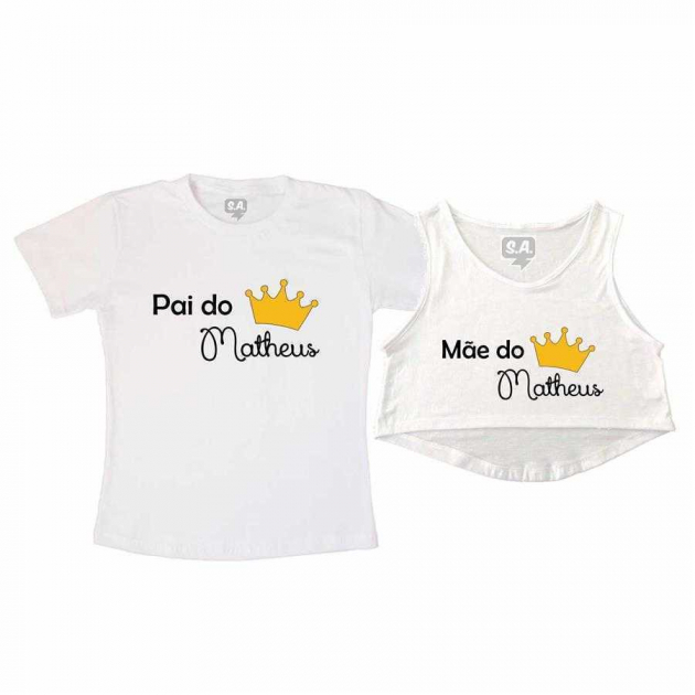 Kit Cropped e Camiseta Pai e Mãe do