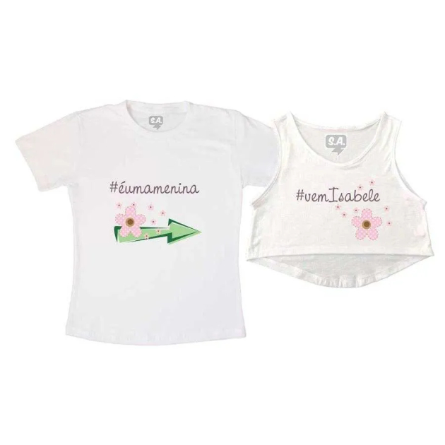 Kit Cropped e Camiseta É Uma Menina