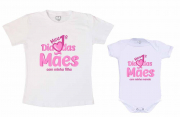 Kit Dia Das Mães Camiseta + Body 1º Dia Das Mães Juntinhos 