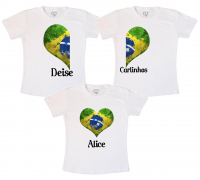 Kit  Família  Camisetas Para  A Copa Corações Do Brasil 