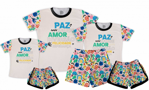 Kit Família Paz Saude Amor Diversão Felicidade e Esperança Menina