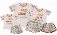 Kit Família Paz Saude Amor Sorte Diversão Felicidade e Esperança Menino