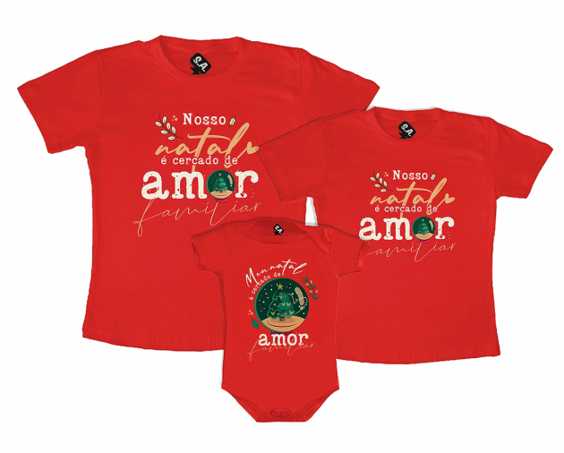 Kit Família Vermelho Natal Cercado De Amor 