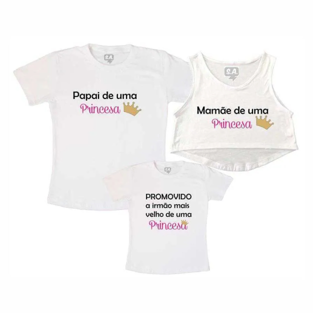 Kit Família Gestante Pai e Mãe de Princesa