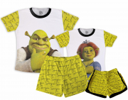Kit  Pijama Casal  Verão Shrek E Fiona