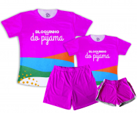 Kit Pijamas Casal  De Verão Bloquinho Do Pijama Magenta 