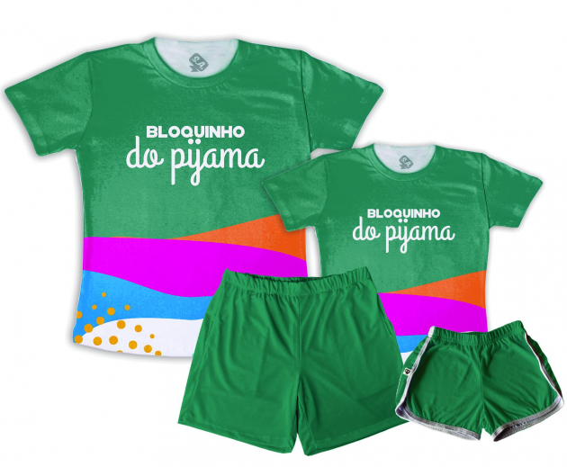 Kit Pijamas Casal  De Verão Bloquinho Do Pijama Verde
