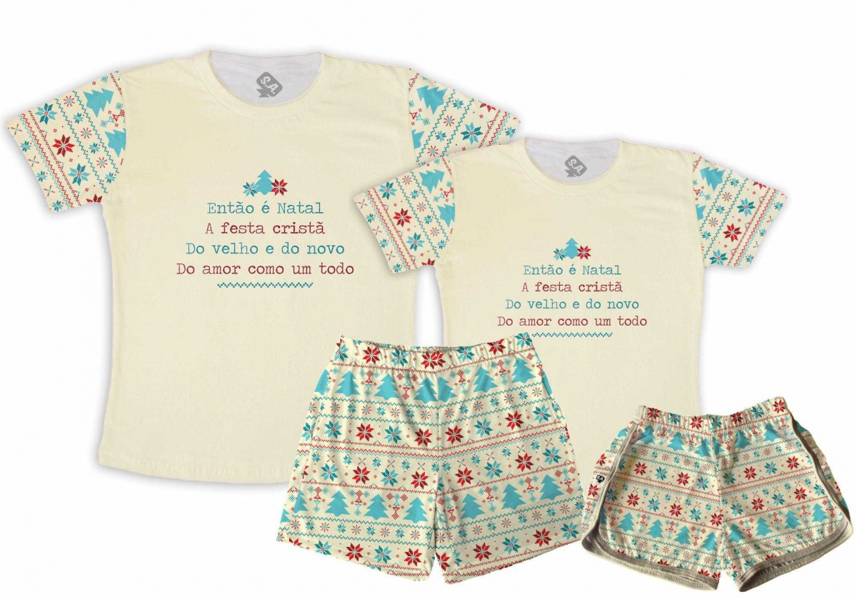 Kit Pijamas Casal De Verão Então é Natal na Camiseteria . Kit Pijamas Casal De Verão Então é Natal na Camiseteria .