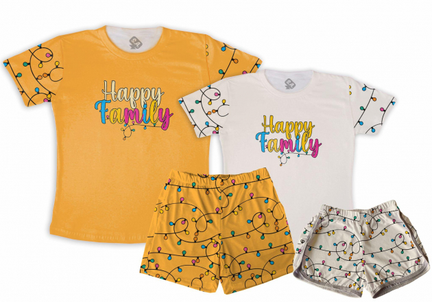 Kit Pijamas Casal  De Verão  Happy Family 
