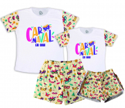 Kit Pijamas Casal  De Verão Tema Carnaval Em Casa